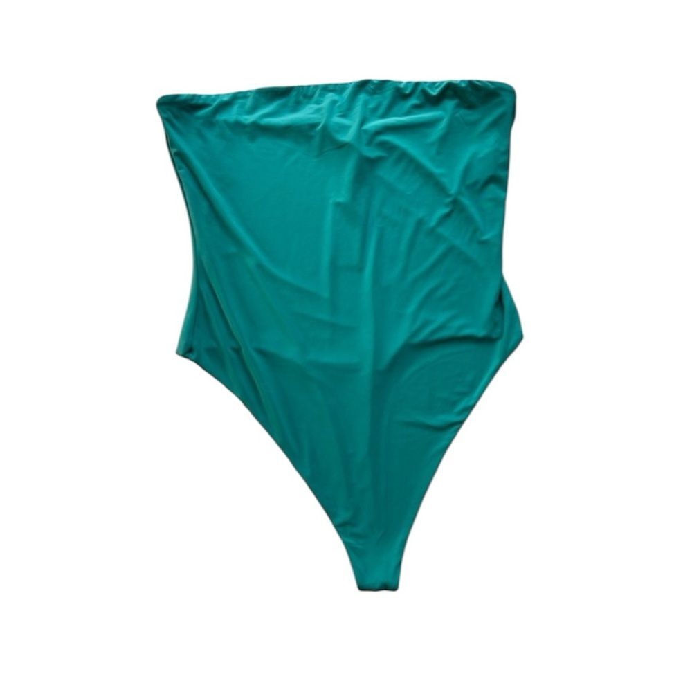 naked wardrobe Teal Strapless Bodysuit